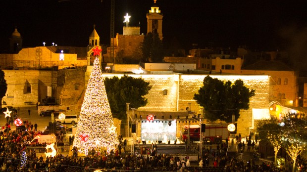 Christmas tree welcomes visitors in Bethlehem