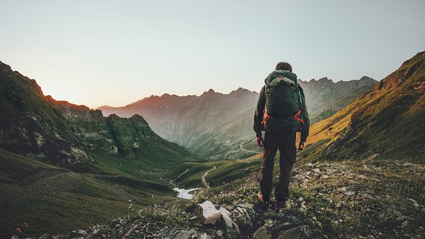MAN HIKING