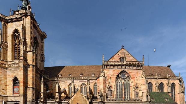 Panorama of the Saint Martin Gothic church in Colmar