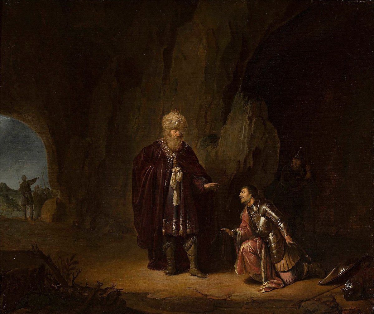 Saul and David in the cave of Ein Gedi.
