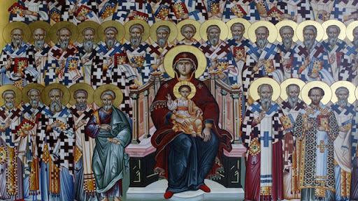 Vierge à L’Enfant entourée des Pères de l’Eglise – Eglise orthodoxe Saint-Georges à Paris – pt