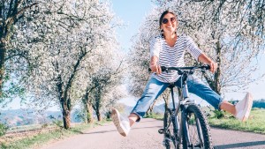 Woman, Road, Happy, Smile, Bike