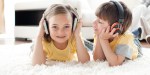 children listening music