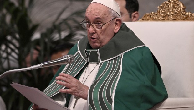 Pope Francis leads a mass for the closing of the 16th general assembly of the synod of bishops