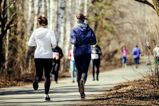woman trail course