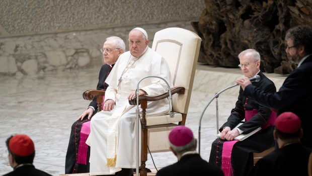 Pope Francis during his weekly general audience in Paul VI Hall at the Vatican on December 11, 2024.