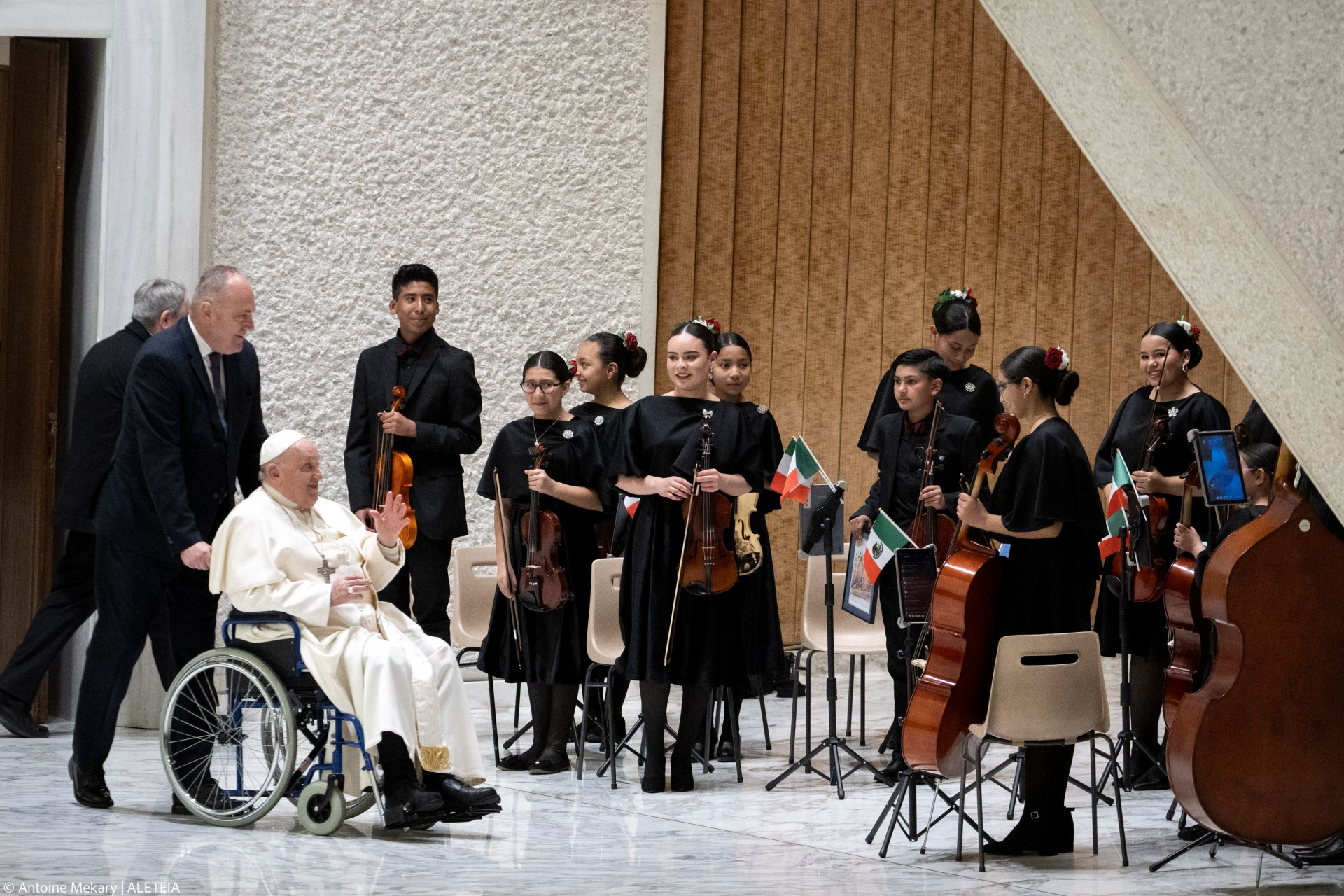 Pope Francis during his weekly general audience in Paul VI Hall at the Vatican on January 29, 2025.