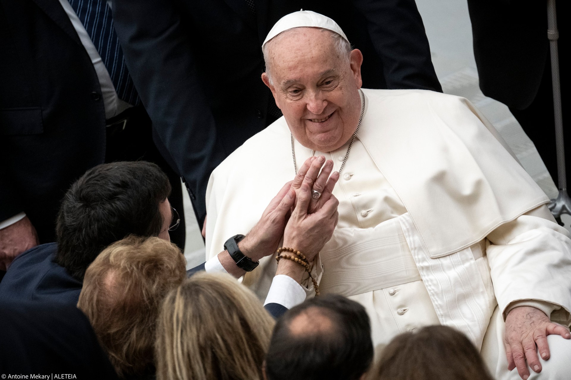 Pope Francis during his weekly general audience in Paul VI Hall at the Vatican on January 29, 2025.