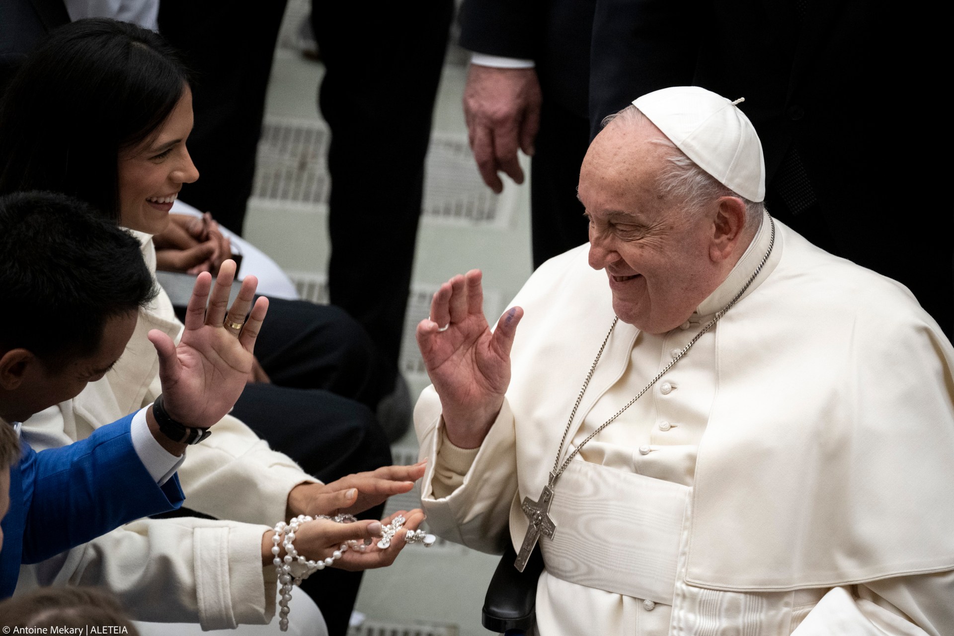 Pope Francis during his weekly general audience in Paul VI Hall at the Vatican on January 29, 2025.