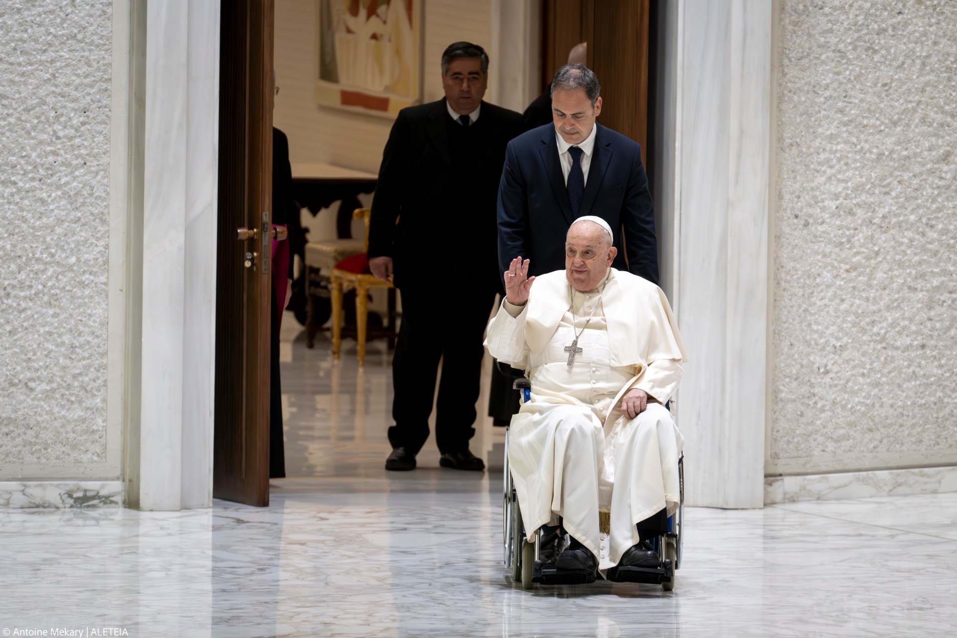 Pope Francis during his weekly general audience in Paul VI Hall at the Vatican on January 08, 2025.