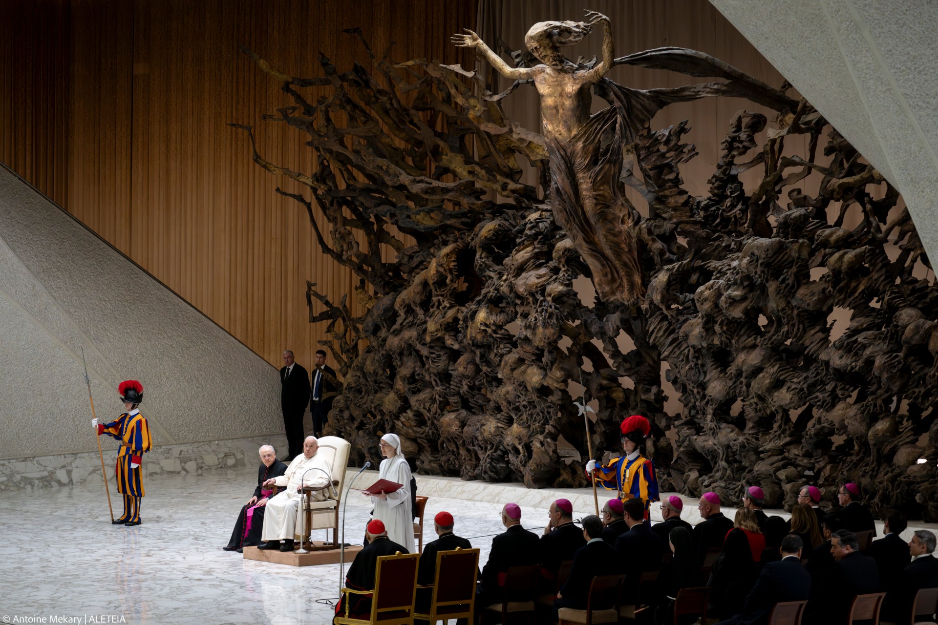 Pope Francis during his weekly general audience in Paul VI Hall at the Vatican on January 08, 2025.