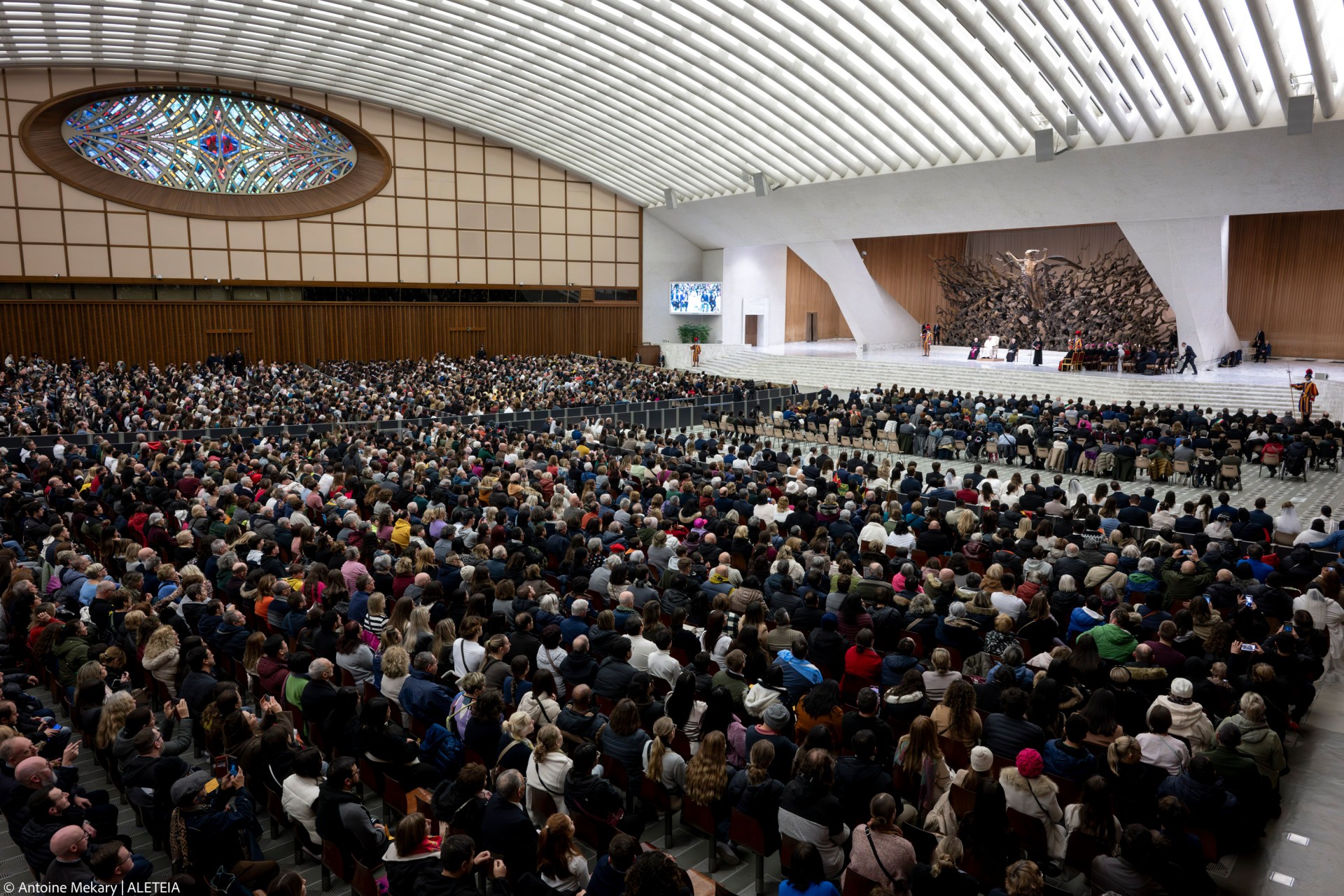 Pope Francis during his weekly general audience in Paul VI Hall at the Vatican on January 08, 2025.