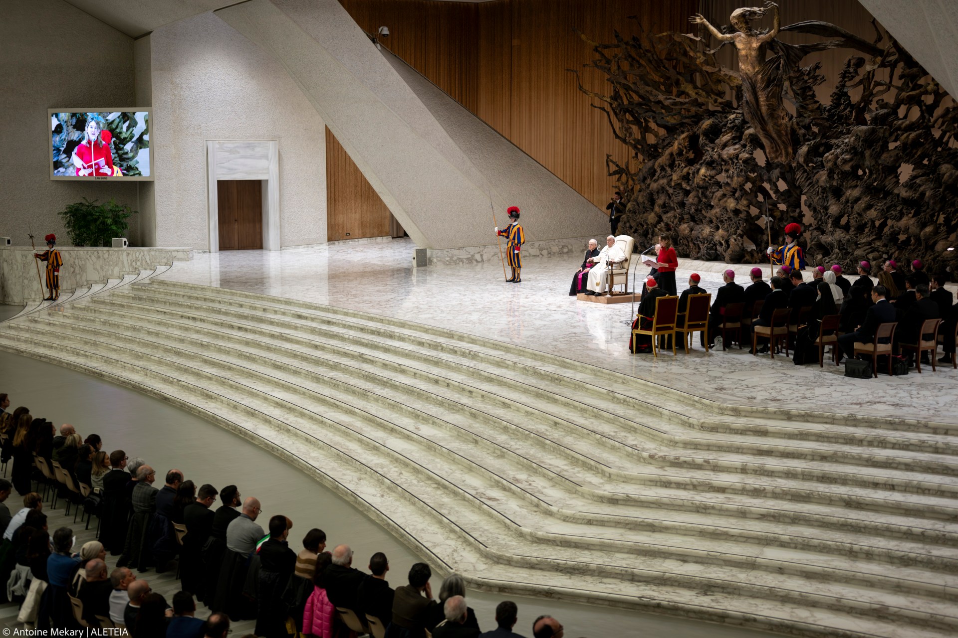 Pope Francis during his weekly general audience in Paul VI Hall at the Vatican on January 08, 2025.